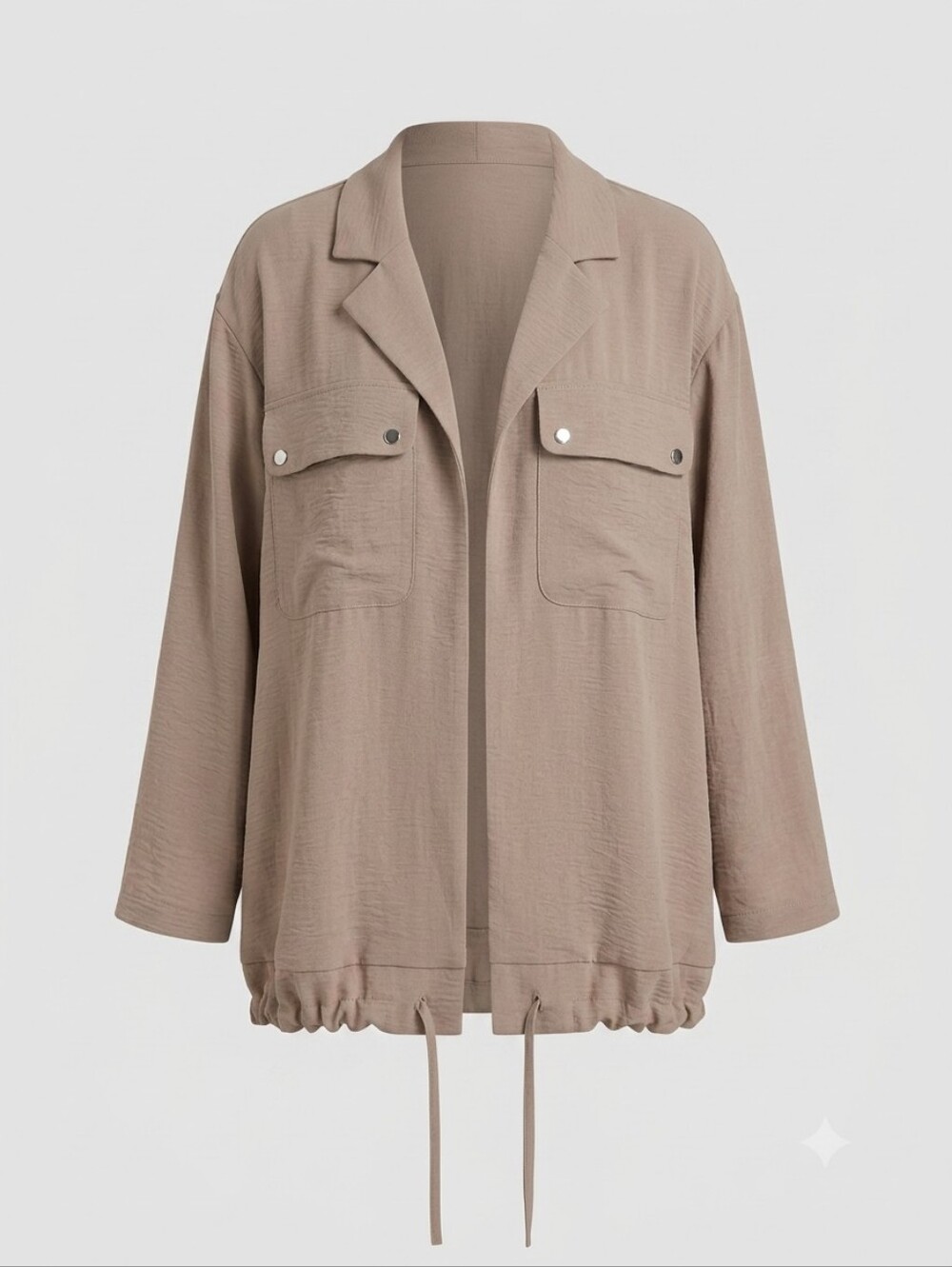 New York Clothing Company Relaxed Drawstring Hem Jacket - Taupe, Size 3X